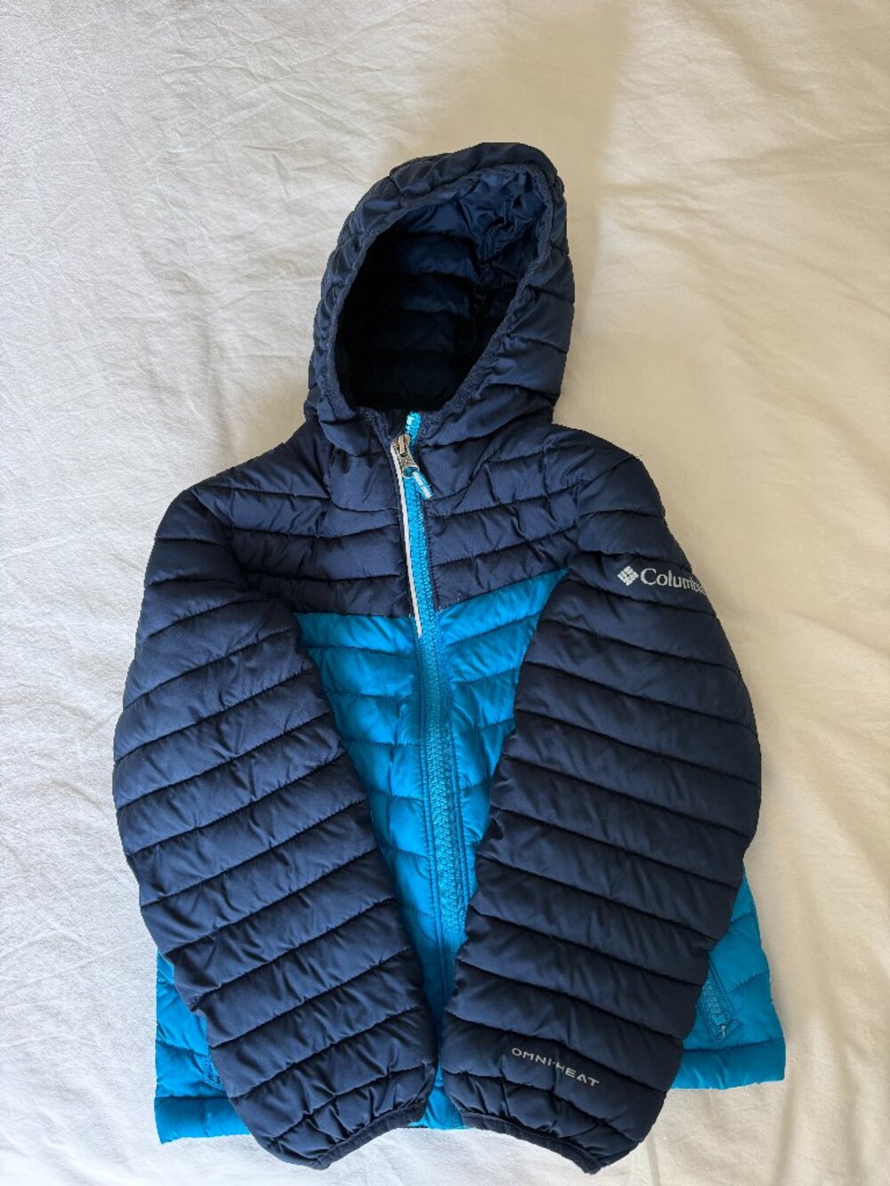 Columbia Omni-Heat Hooded Puffer Jacket XXS Blue/Teal